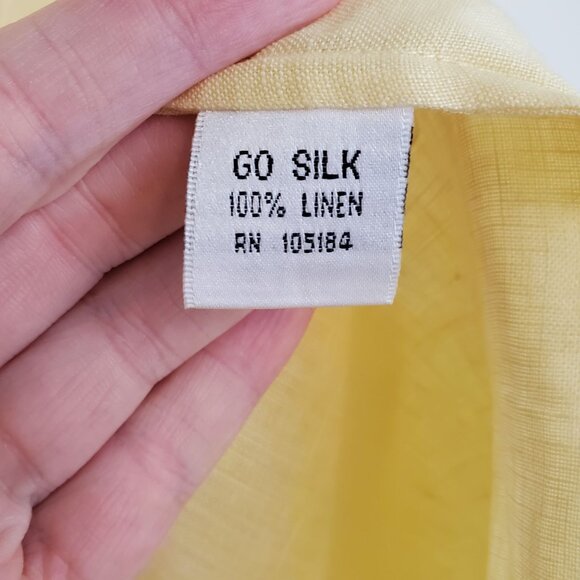 GO Silk buttercream yellow linen Mandarin collar blouse - Picture 7 of 13